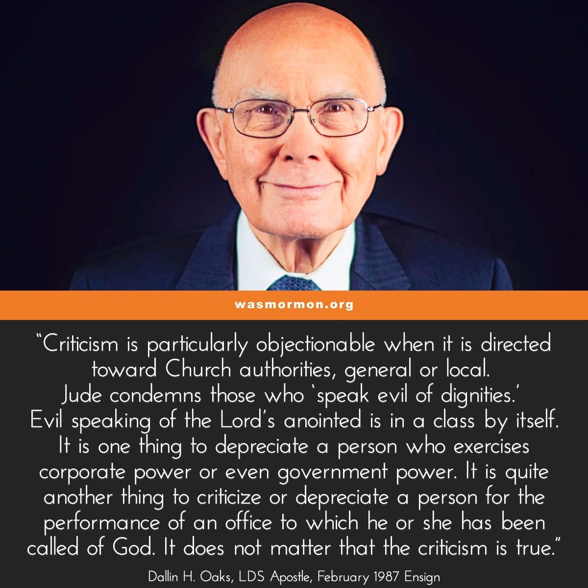 Cover image for Oaks Demonizing Criticism and Avoiding Accountability - wasmormon.org